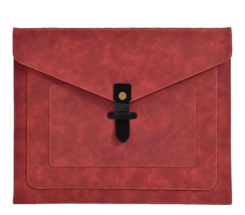 Red leather file folder - leather,